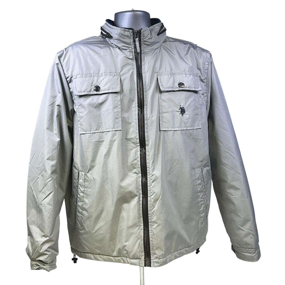 U S Polo Association Insulated Winter Jacket Men's Size Large Gray Navy